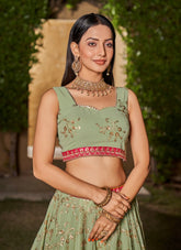 Alluring Looking Lehenga Choli in Pista Yellow